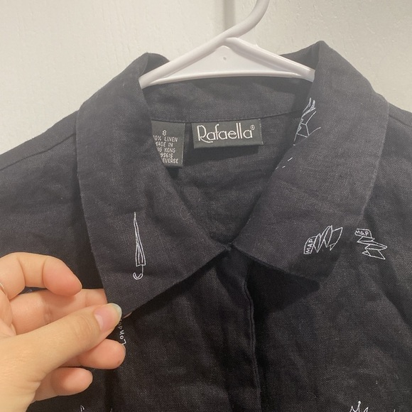 Vintage Rafaella 100% Linen Sleeveless Top Button Up Top - Picture 2 of 15